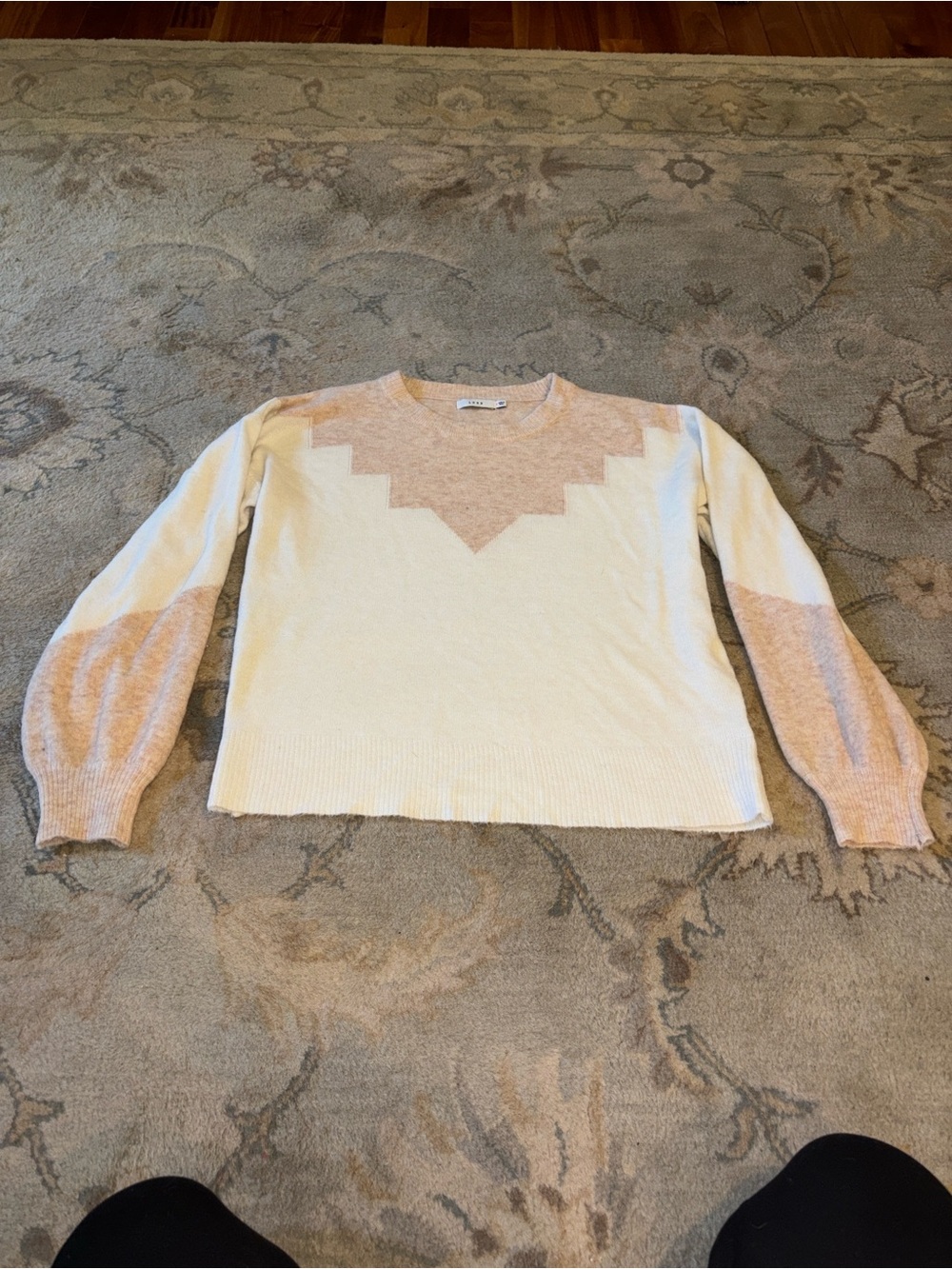 Ivory & Blush Geometric Pullover Sweater